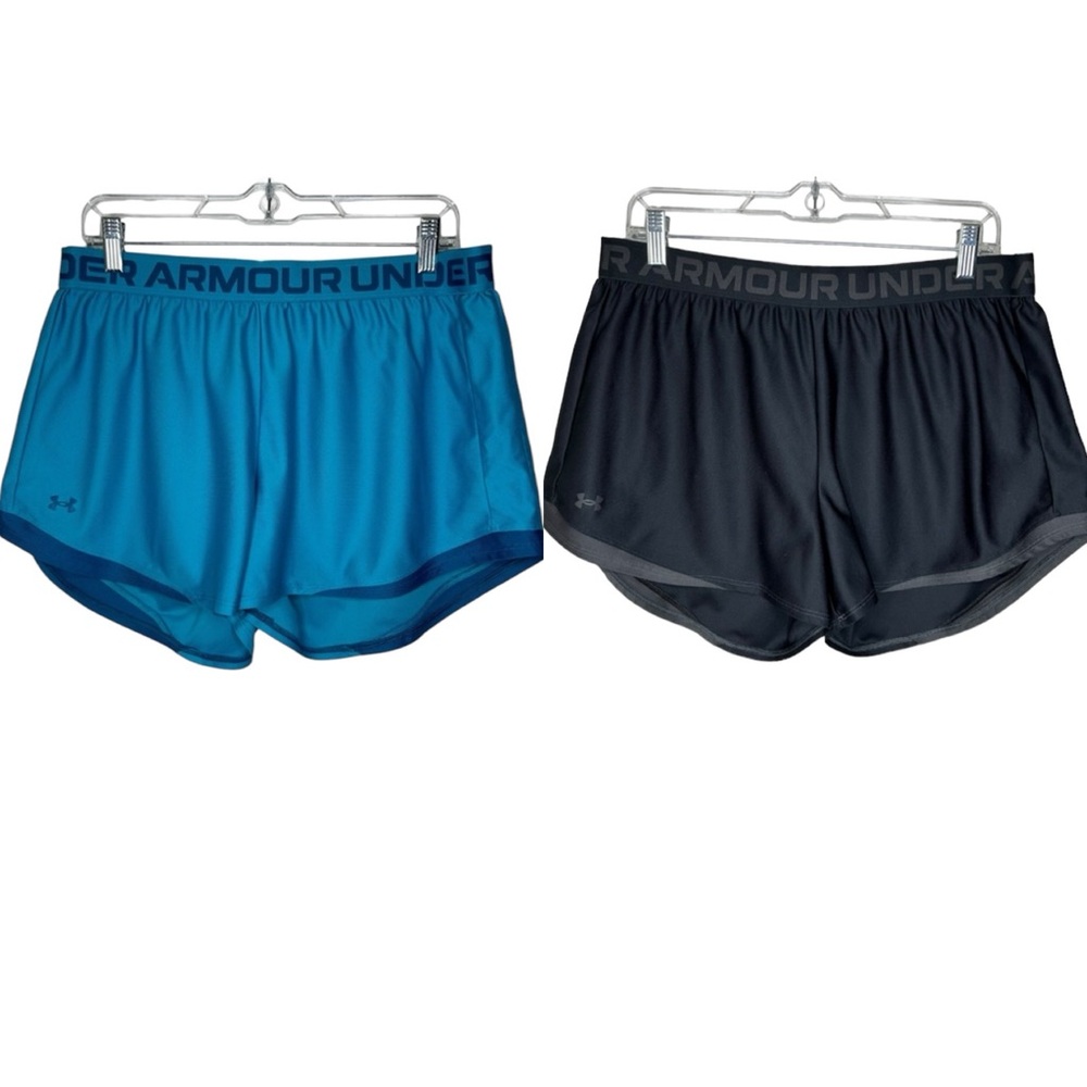 Under Armour Running Shorts XL Blue Black Lot of 2 Athletic Workout
